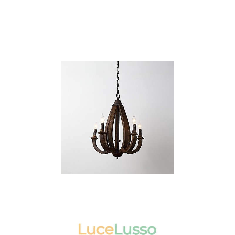 Lampadario in legno di bambù con caratteristica pittura vintage, stile mini, lampada a sospensione decorata