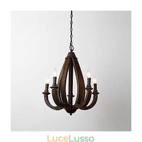 Lampadario in legno di bambù con caratteristica pittura vintage, stile mini, lampada a sospensione decorata Lampadario in legno di bambù con caratteristica pittura vintage, stile mini, lampada a sospensione decorata