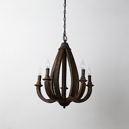 Lampadario in legno di bambù con caratteristica pittura vintage, stile mini, lampada a sospensione decorata