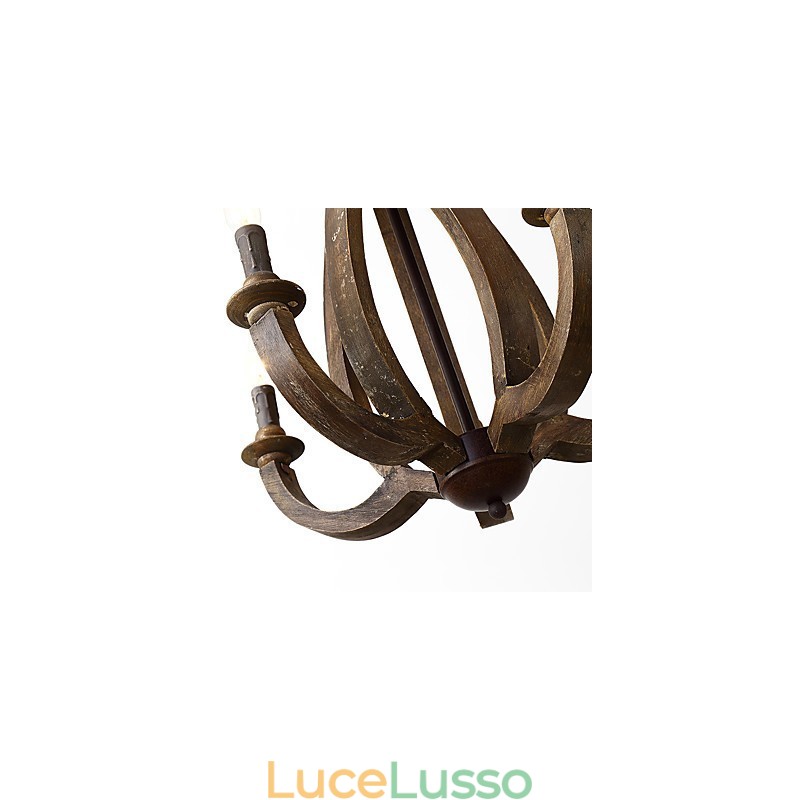 Lampadario in legno di bambù con caratteristica pittura vintage, stile mini, lampada a sospensione decorata