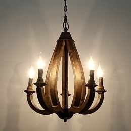 Lampadario in legno di bambù con caratteristica pittura vintage, stile mini, lampada a sospensione decorata
