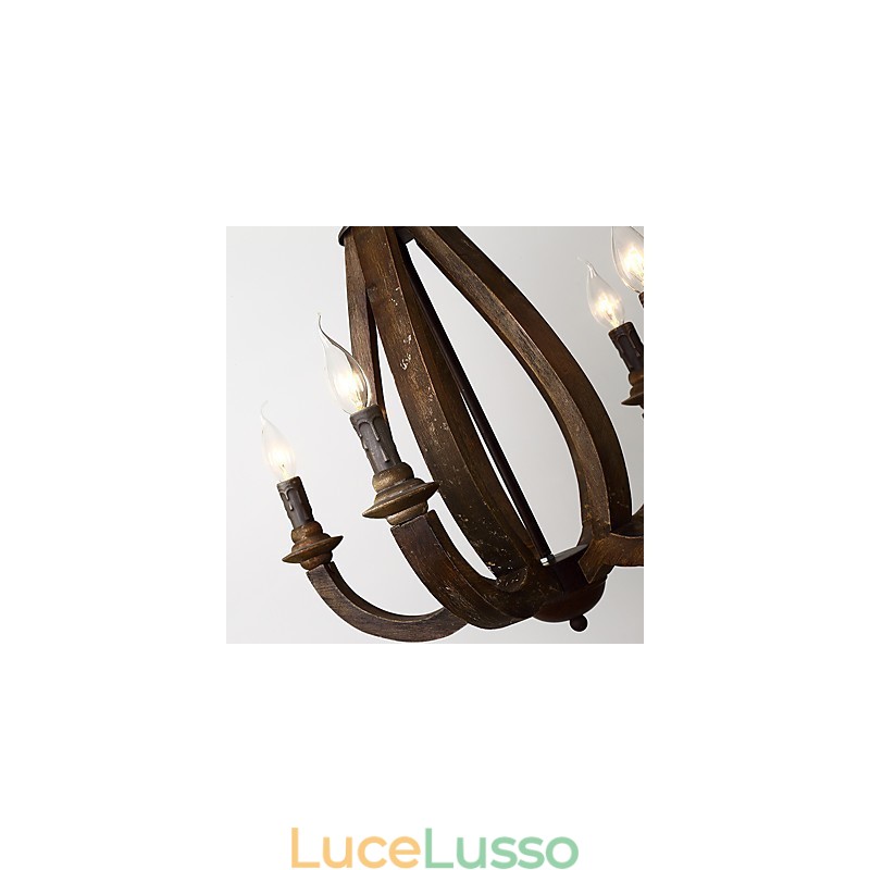Lampadario in legno di bambù con caratteristica pittura vintage, stile mini, lampada a sospensione decorata