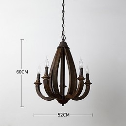 Lampadario in legno di bambù con caratteristica pittura vintage, stile mini, lampada a sospensione decorata