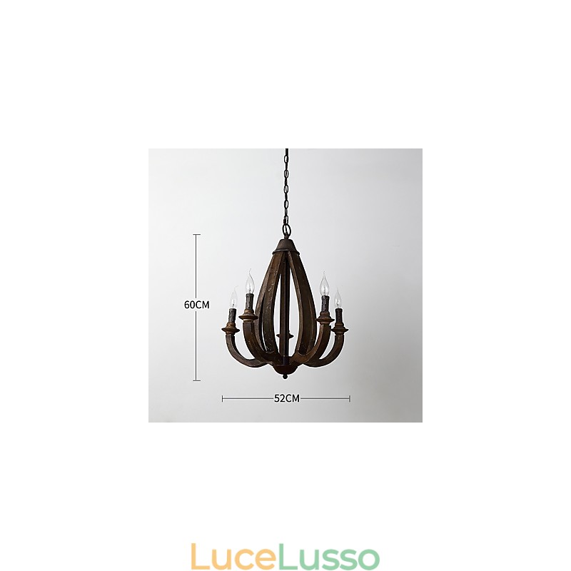 Lampadario in legno di bambù con caratteristica pittura vintage, stile mini, lampada a sospensione decorata