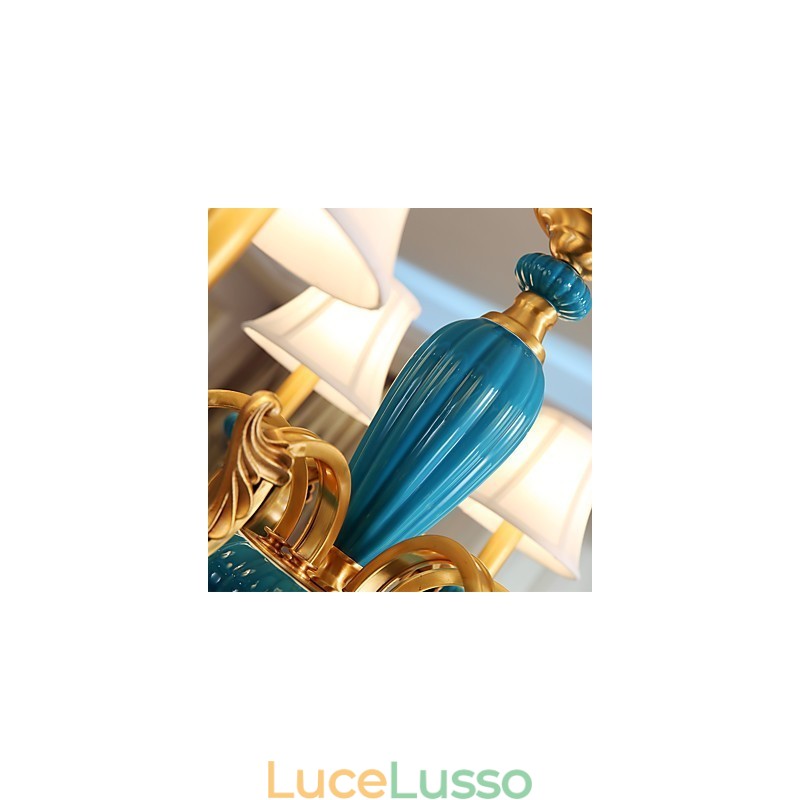 Lampadario tutto in rame Lampadario decorativo in giada OP