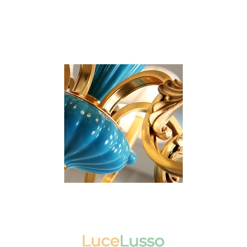 Lampadario tutto in rame Lampadario decorativo in giada OP