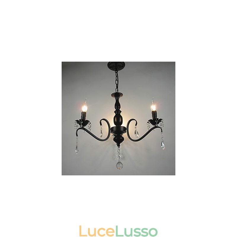 Lampadario di cristallo Lampada in ferro battuto in stile europeo Lampade e lanterne creative a candela