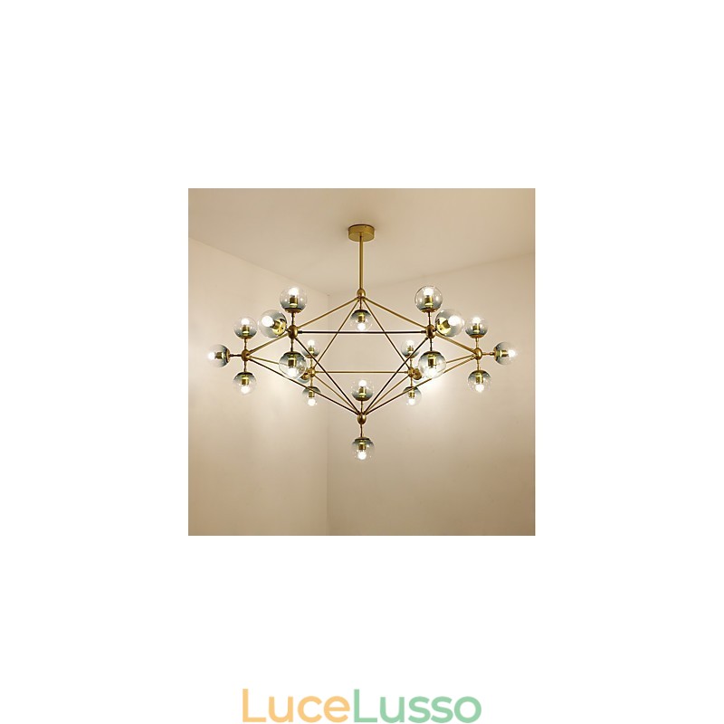 Twenty_one Light Post Modern Europe Style Modo Lampada a sospensione in metallo e vetro, lampadario industriale decorativo per foyer