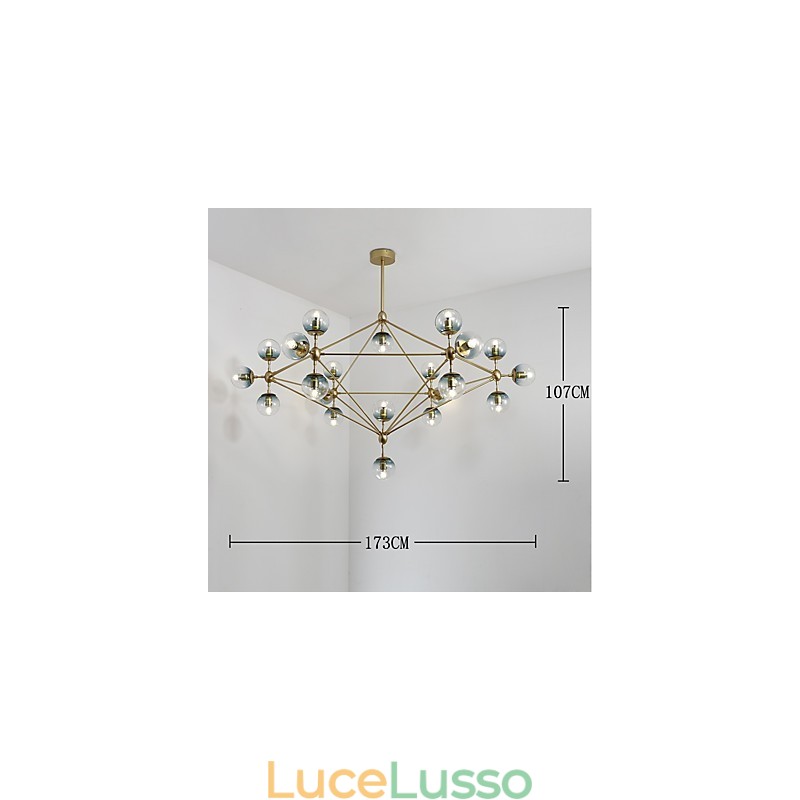 Twenty_one Light Post Modern Europe Style Modo Lampada a sospensione in metallo e vetro, lampadario industriale decorativo per foyer