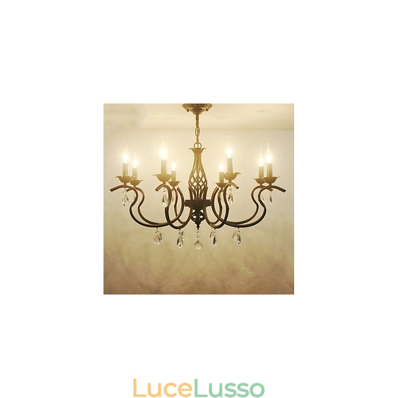 Lampadario di cristallo in stile europeo, luci da pranzo, semplici candele creative, lampade e lanterne, novità di illuminazione