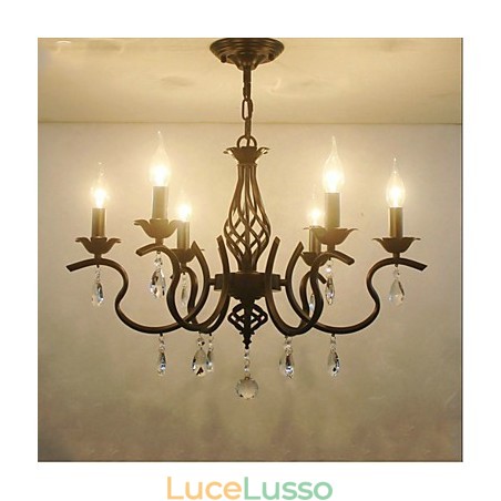 Lampadario di cristallo in stile europeo, luci da pranzo, semplici candele creative, lampade e lanterne, novità di illuminazione Lampadario di cristallo in stile europeo, luci da pranzo, semplici candele creative, lampade e lanterne, novità di illuminazione