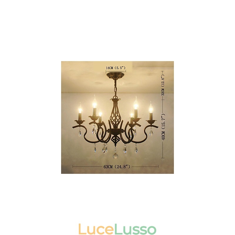 Lampadario di cristallo in stile europeo, luci da pranzo, semplici candele creative, lampade e lanterne, novità di illuminazione