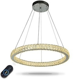 Lampada a sospensione a forma di anello dimmerabile, lampadario moderno, illuminazione interna con telecomando
