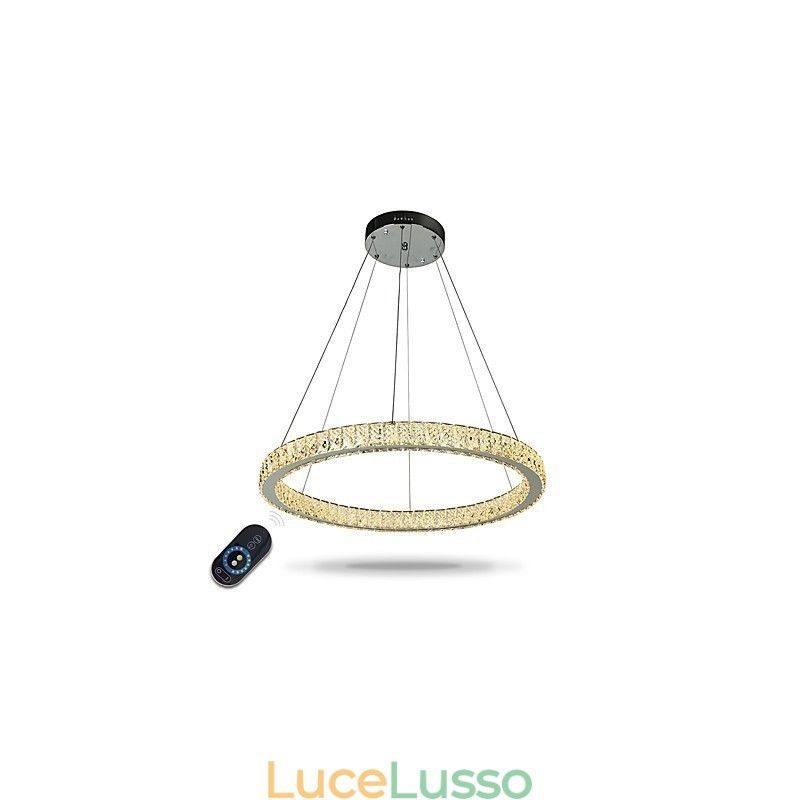Lampada a sospensione a forma di anello dimmerabile, lampadario moderno, illuminazione interna con telecomando