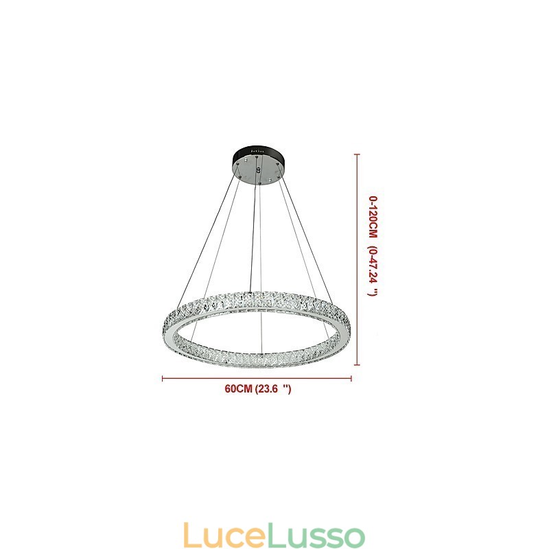 Lampada a sospensione a forma di anello dimmerabile, lampadario moderno, illuminazione interna con telecomando
