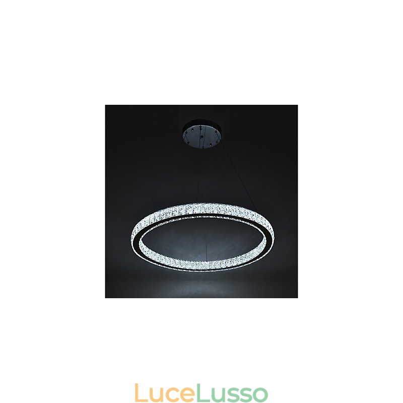 Lampada a sospensione a forma di anello dimmerabile, lampadario moderno, illuminazione interna con telecomando