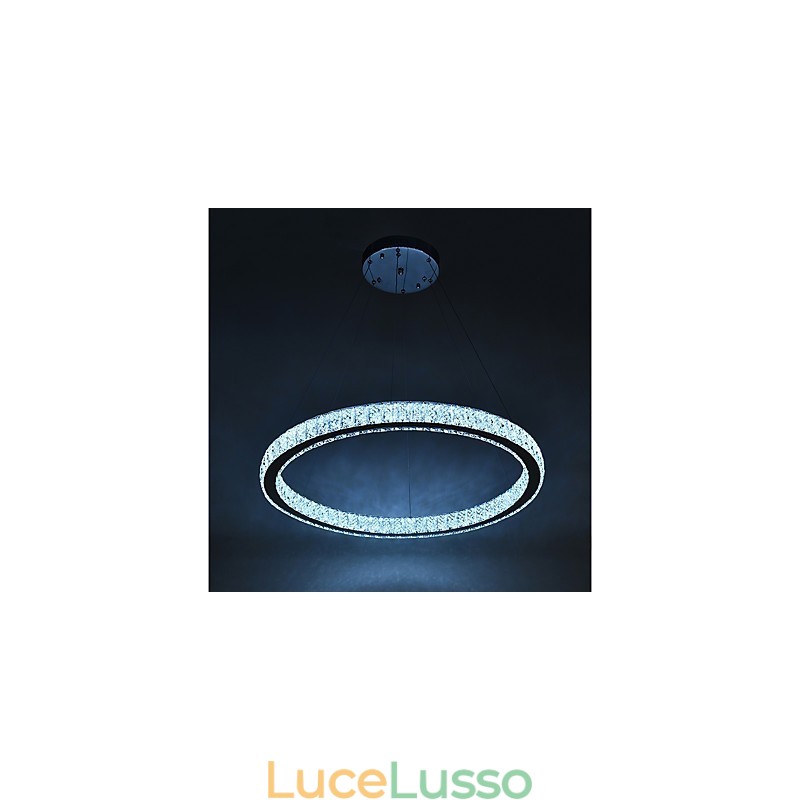 Lampada a sospensione a forma di anello dimmerabile, lampadario moderno, illuminazione interna con telecomando