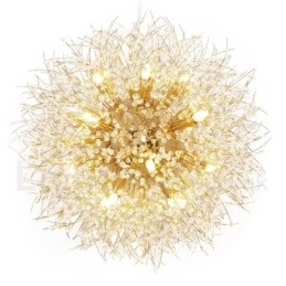 Lampadario in metallo con cristallo cromato e globo di fuoco d'artificio, dente di leone