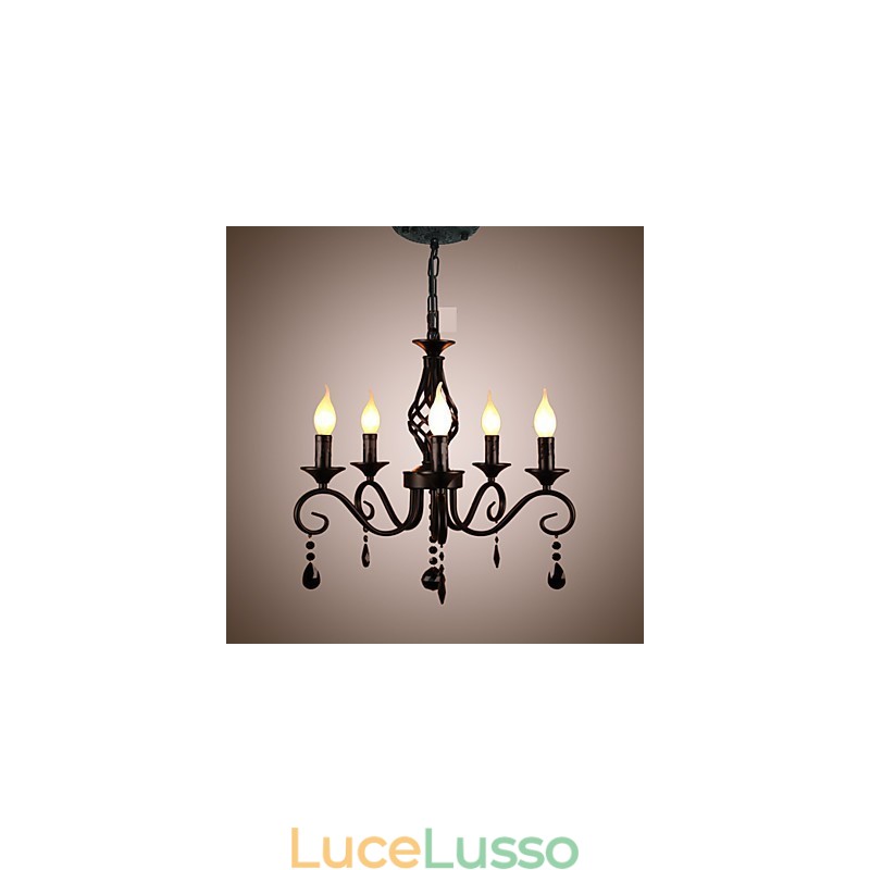 Lampadario di cristallo tradizionale Illuminazione interna 5 candele Lampadario semplice