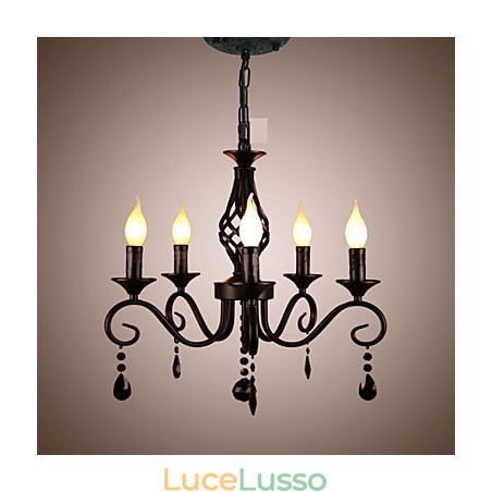 Lampadario di cristallo tradizionale Illuminazione interna 5 candele Lampadario semplice