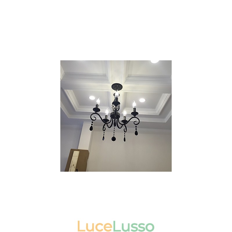 Lampadario di cristallo tradizionale Illuminazione interna 5 candele Lampadario semplice