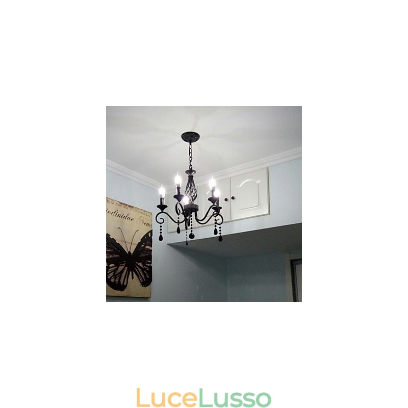 Lampadario di cristallo tradizionale Illuminazione interna 5 candele Lampadario semplice