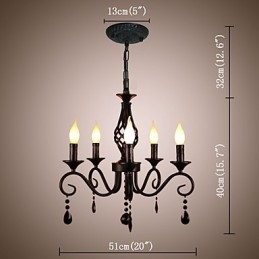 Lampadario di cristallo tradizionale Illuminazione interna 5 candele Lampadario semplice