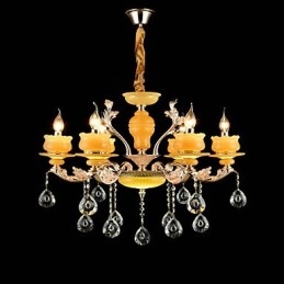 Caratteristica tradizionale classica in lega di zinco per lampadario in metallo con 6 lampadine in stile mini cristallo