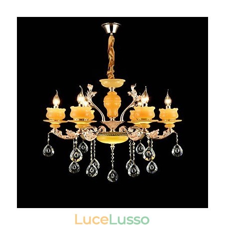 Caratteristica tradizionale classica in lega di zinco per lampadario in metallo con 6 lampadine in stile mini cristallo Caratteristica tradizionale classica in lega di zinco per lampadario in metallo con 6 lampadine in stile mini cristallo