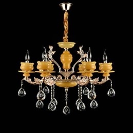 Caratteristica tradizionale classica in lega di zinco per lampadario in metallo con 6 lampadine in stile mini cristallo