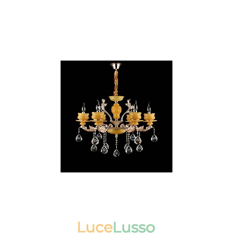 Caratteristica tradizionale classica in lega di zinco per lampadario in metallo con 6 lampadine in stile mini cristallo