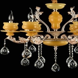 Caratteristica tradizionale classica in lega di zinco per lampadario in metallo con 6 lampadine in stile mini cristallo