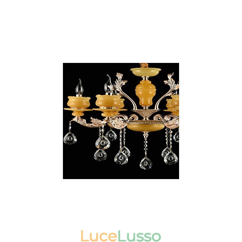 Caratteristica tradizionale classica in lega di zinco per lampadario in metallo con 6 lampadine in stile mini cristallo