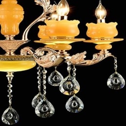 Caratteristica tradizionale classica in lega di zinco per lampadario in metallo con 6 lampadine in stile mini cristallo