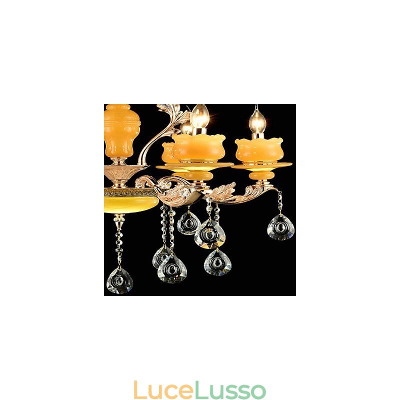 Caratteristica tradizionale classica in lega di zinco per lampadario in metallo con 6 lampadine in stile mini cristallo