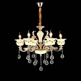 Caratteristica tradizionale classica in lega di zinco per lampadario in metallo con 6 lampadine in stile mini cristallo