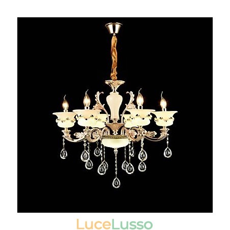 Caratteristica tradizionale classica in lega di zinco per lampadario in metallo con 6 lampadine in stile mini cristallo Caratteristica tradizionale classica in lega di zinco per lampadario in metallo con 6 lampadine in stile mini cristallo