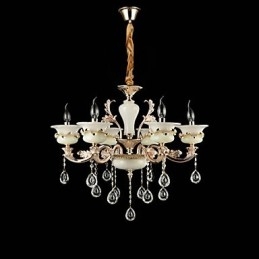 Caratteristica tradizionale classica in lega di zinco per lampadario in metallo con 6 lampadine in stile mini cristallo