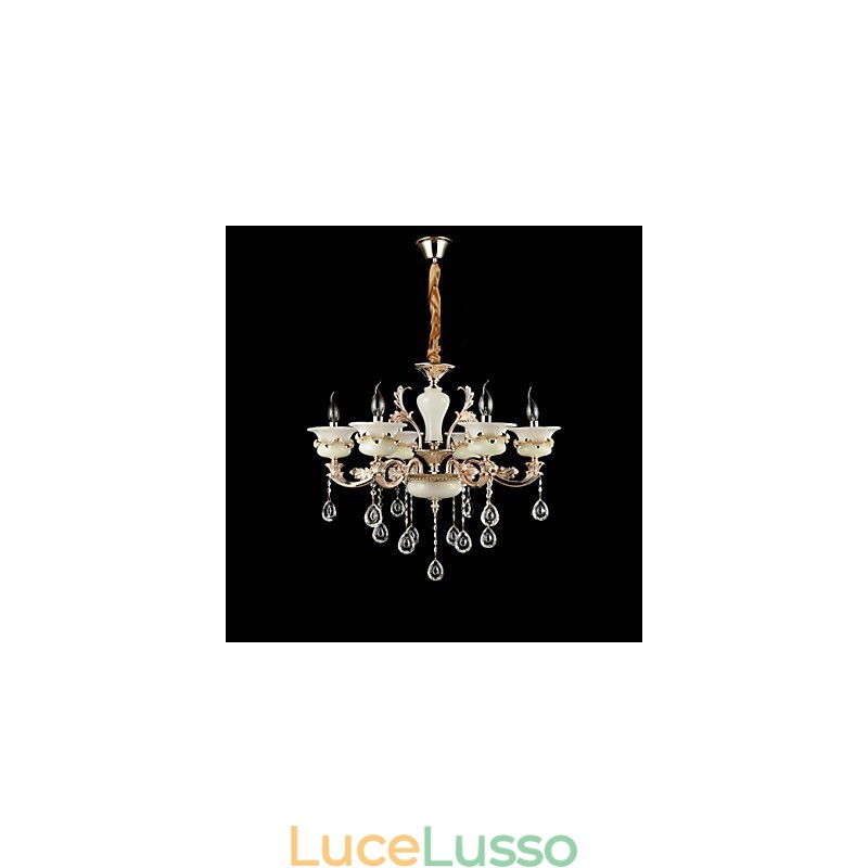 Caratteristica tradizionale classica in lega di zinco per lampadario in metallo con 6 lampadine in stile mini cristallo