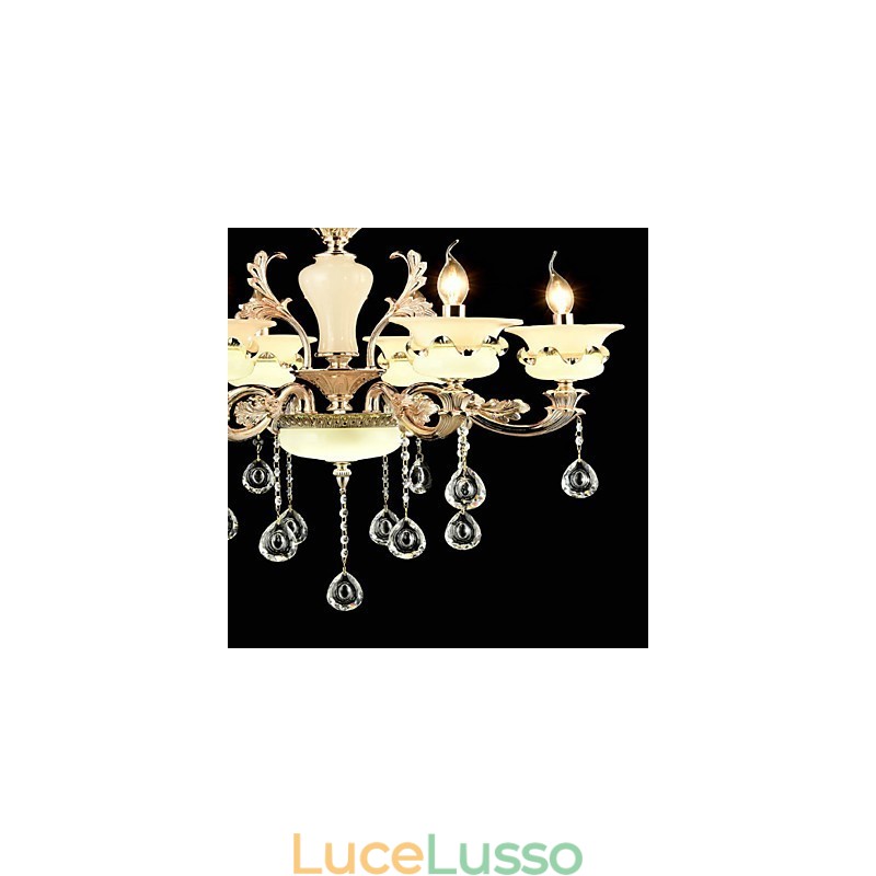 Caratteristica tradizionale classica in lega di zinco per lampadario in metallo con 6 lampadine in stile mini cristallo