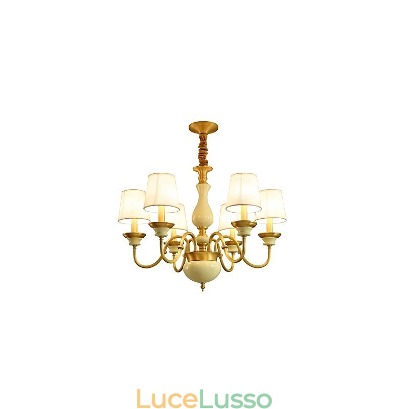 Lampadario tutto in rame Lampadario decorativo in giada D