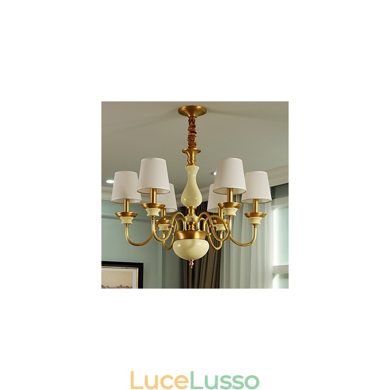Lampadario tutto in rame Lampadario decorativo in giada D