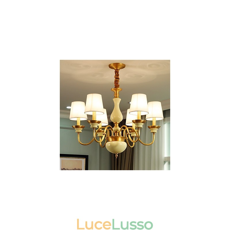 Lampadario tutto in rame Lampadario decorativo in giada D