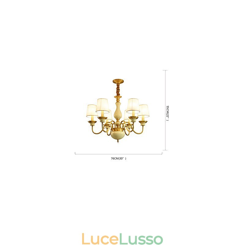 Lampadario tutto in rame Lampadario decorativo in giada D