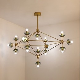 Lampada a sospensione in metallo e vetro in stile europeo moderno a quindici luci, lampadario industriale decorativo per foyer
