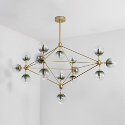 Lampada a sospensione in metallo e vetro in stile europeo moderno a quindici luci, lampadario industriale decorativo per foyer