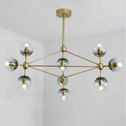 Lampada a sospensione in metallo e vetro in stile europeo moderno a dieci luci, lampadario industriale per decorare l'atrio