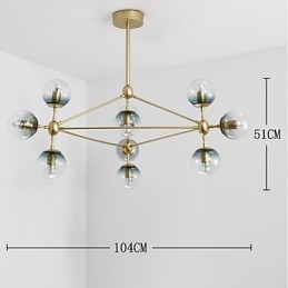 Lampada a sospensione in metallo e vetro in stile europeo moderno a dieci luci, lampadario industriale per decorare l'atrio