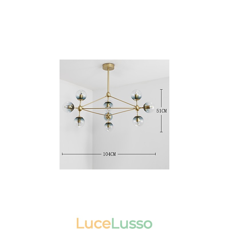 Lampada a sospensione in metallo e vetro in stile europeo moderno a dieci luci, lampadario industriale per decorare l'atrio