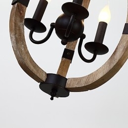 Lampadario in legno e bambù in stile mini con tre luci vintage, lampada a sospensione decorativa